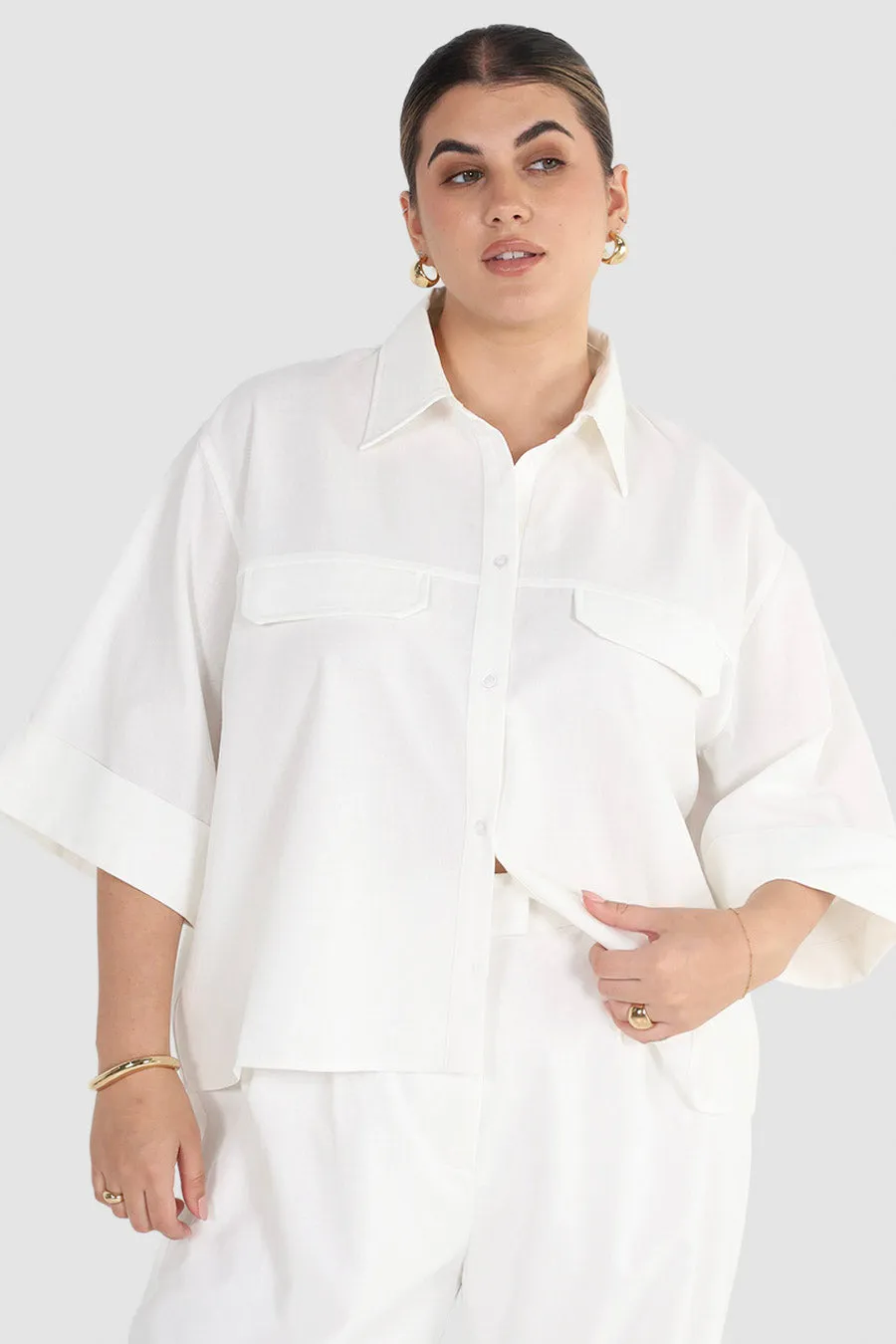 BOSTON BUTTON SHIRT WHITE sold by FAYT The Label product image thumbnail 2