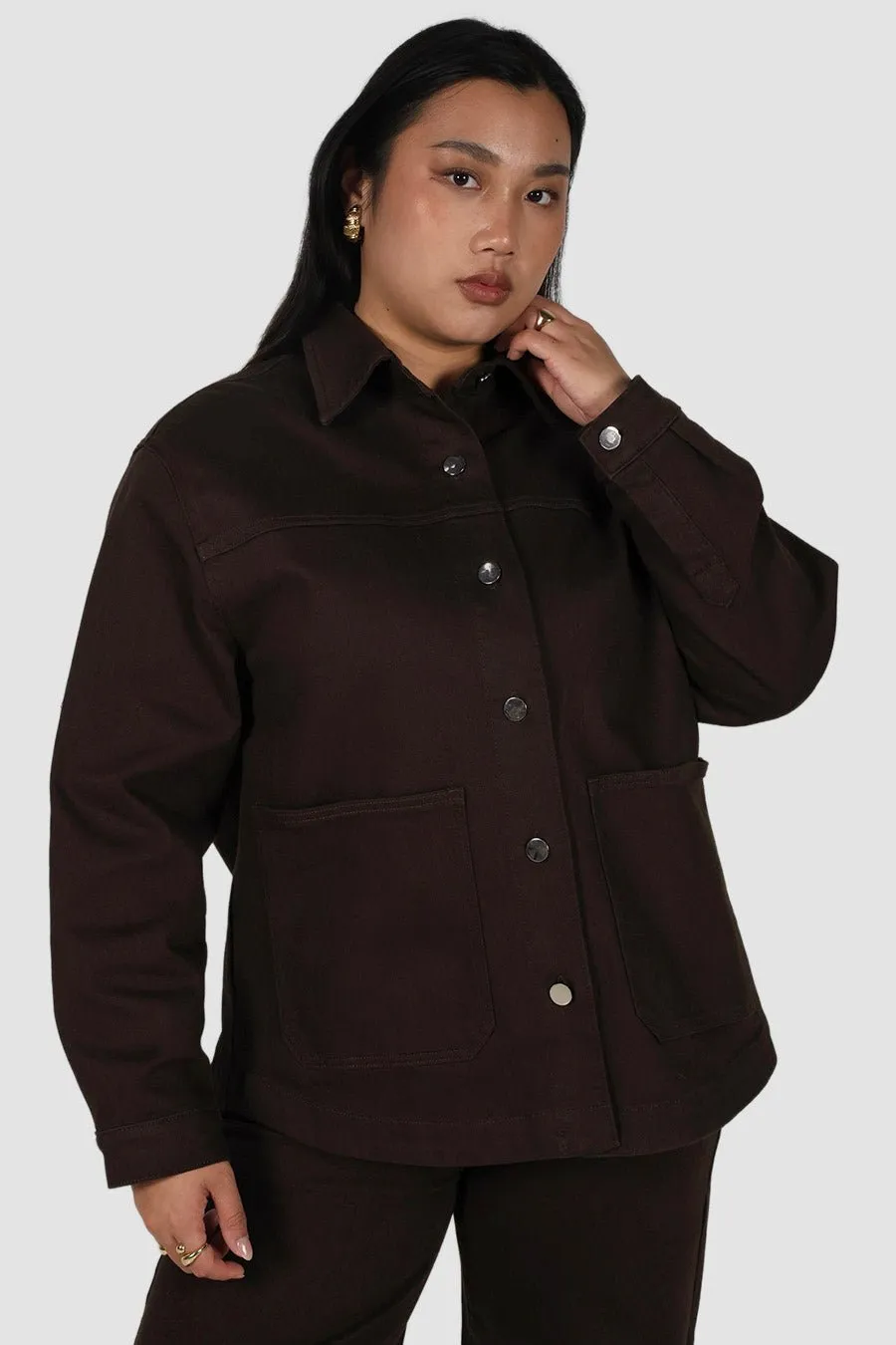 HARRINGTON DENIM JACKET ESPRESSO sold by FAYT The Label product image thumbnail 2