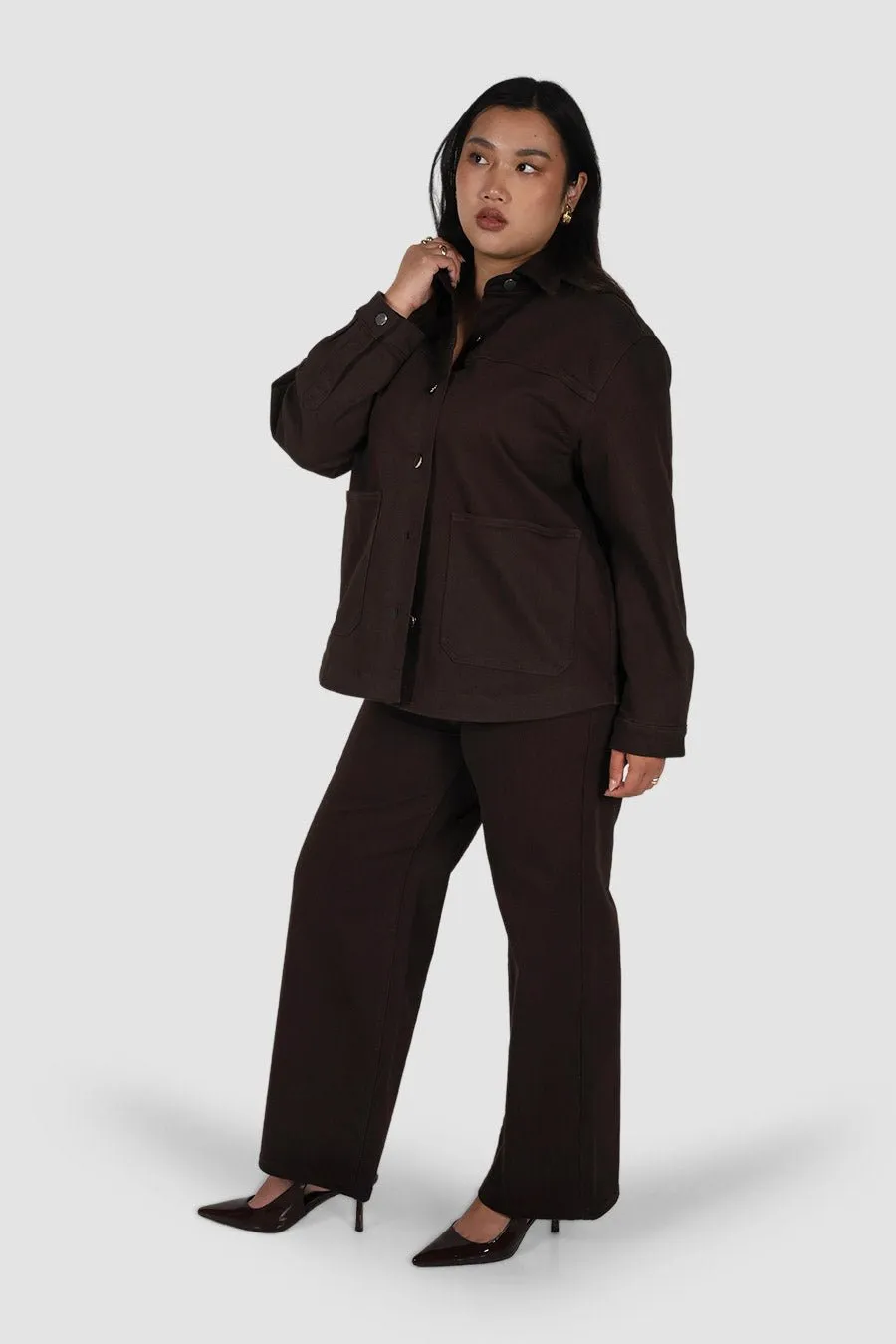 HARRINGTON DENIM JACKET ESPRESSO sold by FAYT The Label product image thumbnail 4