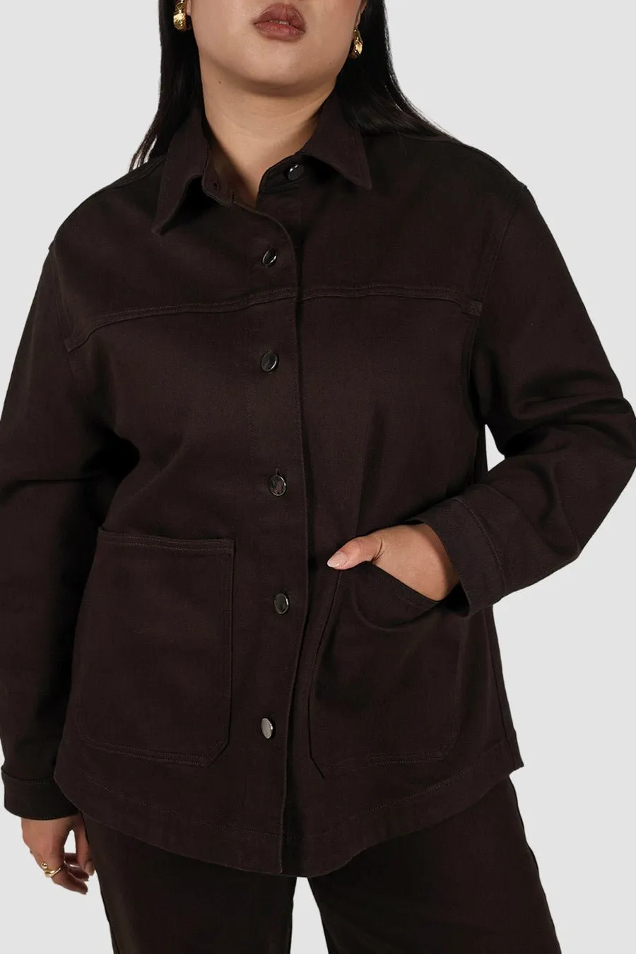 HARRINGTON DENIM JACKET ESPRESSO sold by FAYT The Label product image thumbnail 5