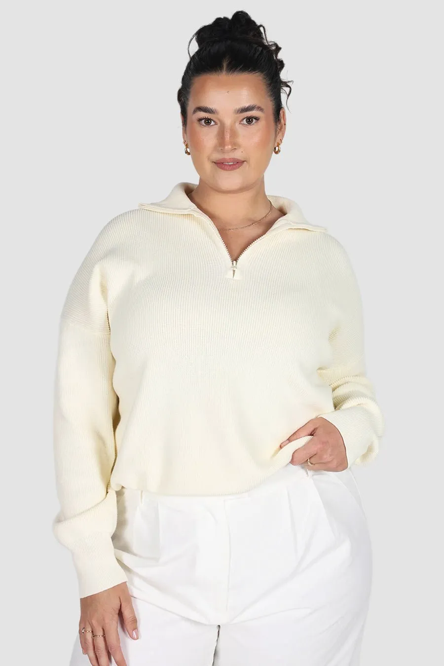 FLETCHER ZIP KNIT MILK sold by FAYT The Label