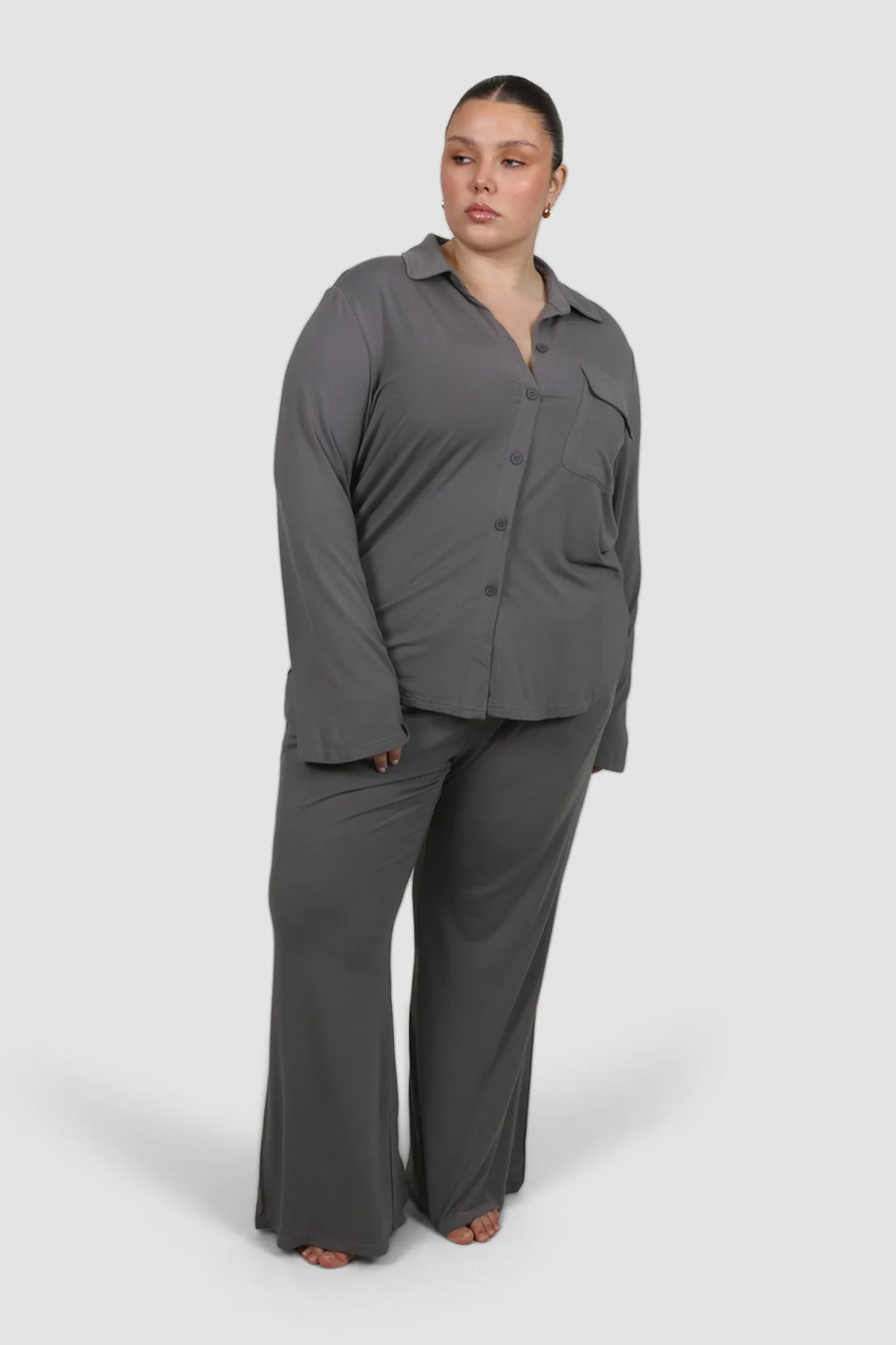 BUTTERY SLEEP TOP L/S GREY sold by FAYT The Label product image thumbnail 4