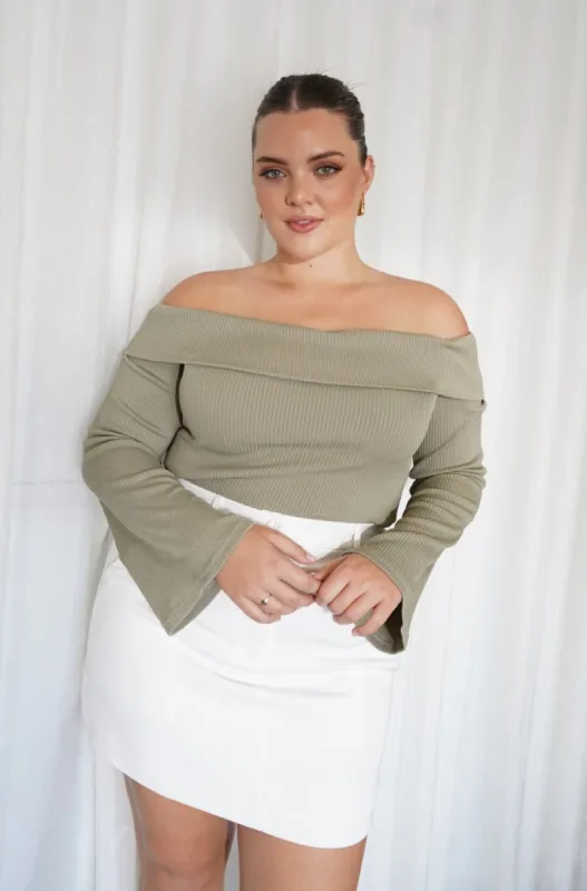LOWEN OFF SHOULDER TOP KHAKI sold by FAYT The Label
