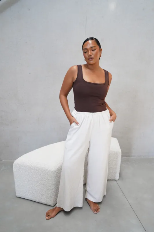 RINA LINEN BLEND PANTS OATMEAL sold by FAYT The Label
