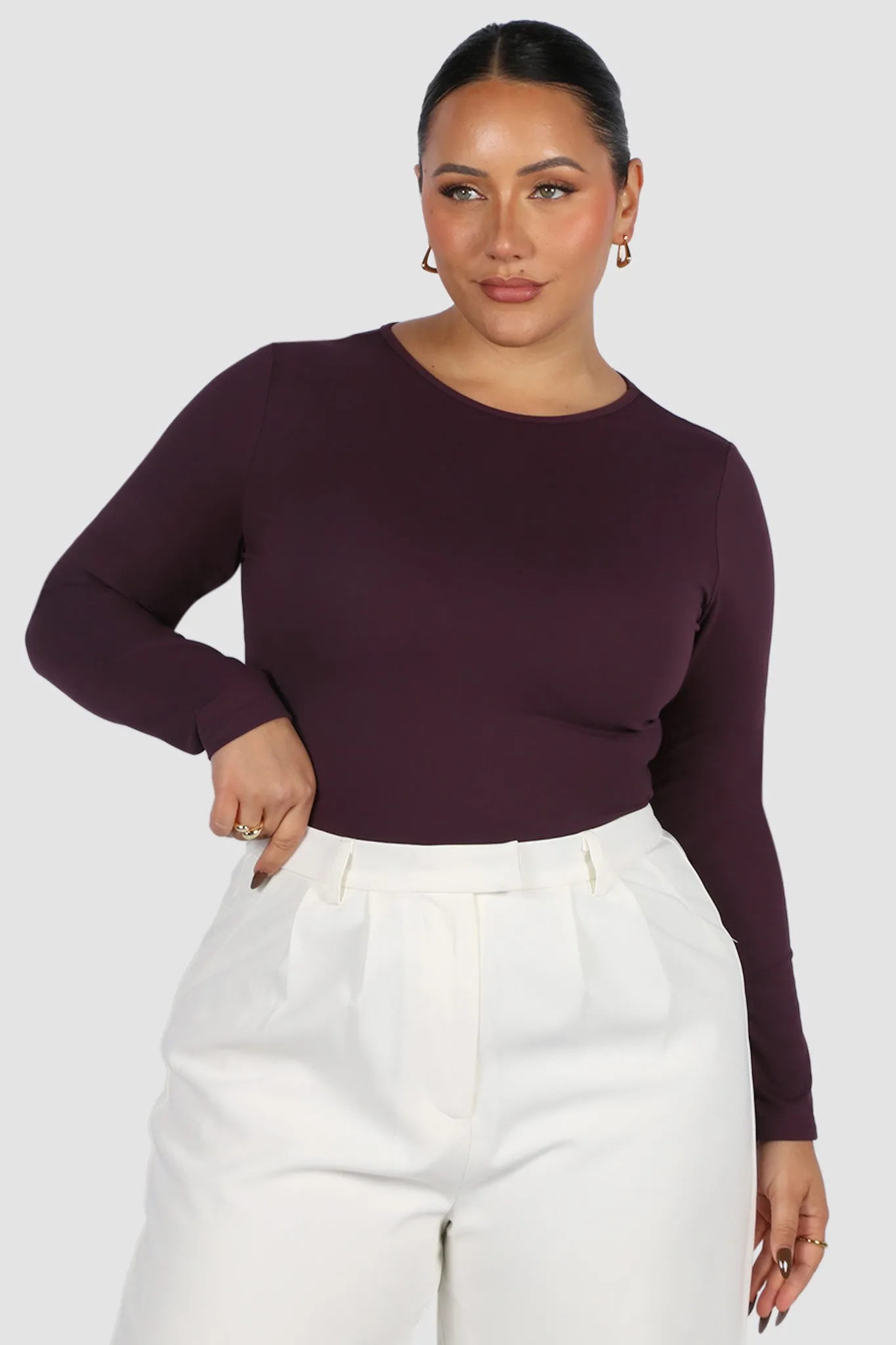 L/S BODYSUIT DEEP PLUM sold by FAYT The Label product image thumbnail 3