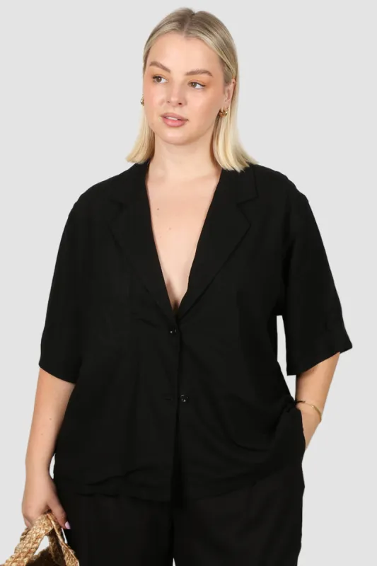 CYRUS LINEN BLEND SHIRT BLACK sold by FAYT The Label