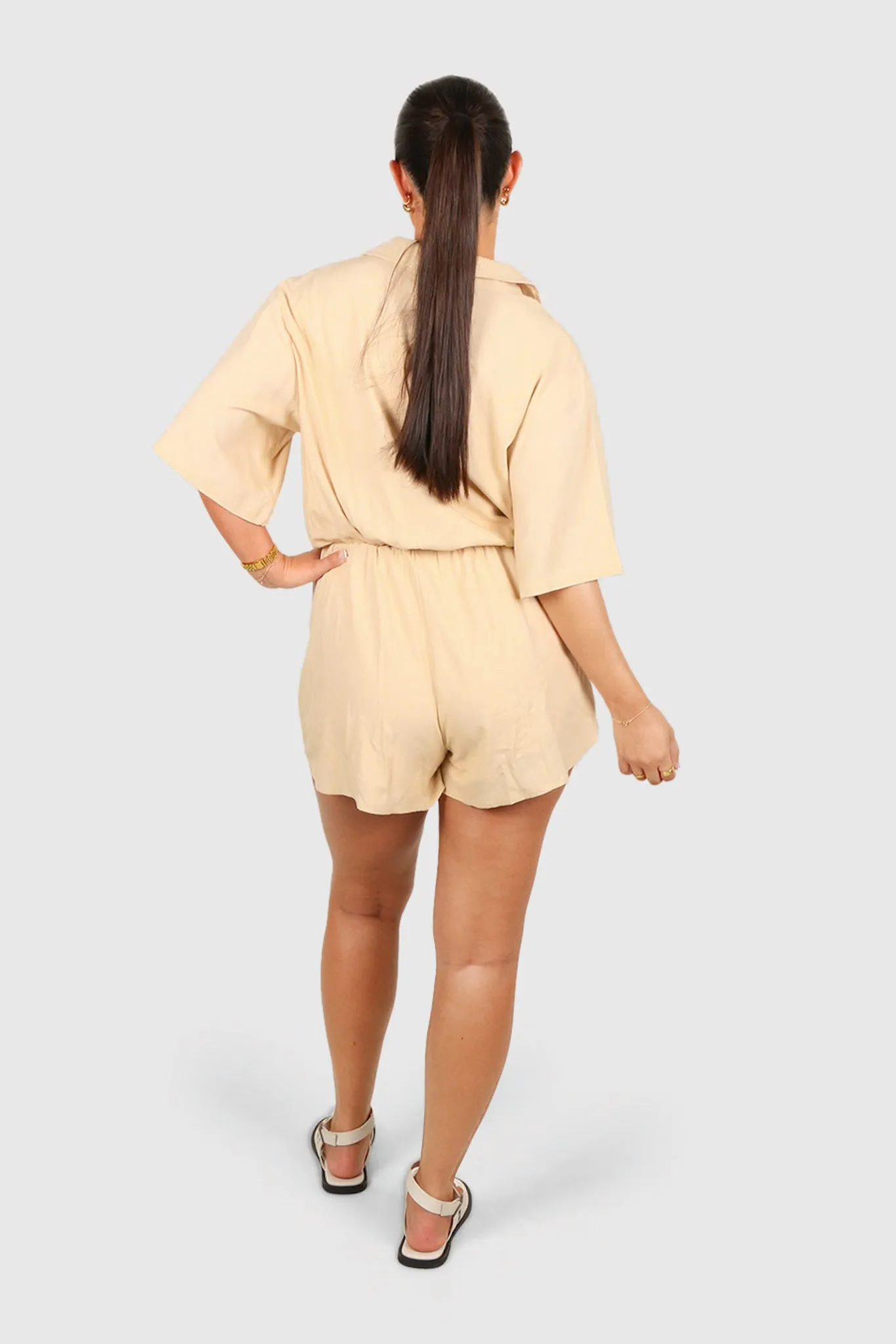 ZEPHYR LINEN PLAYSUIT NEUTRAL sold by FAYT The Label product image thumbnail 5