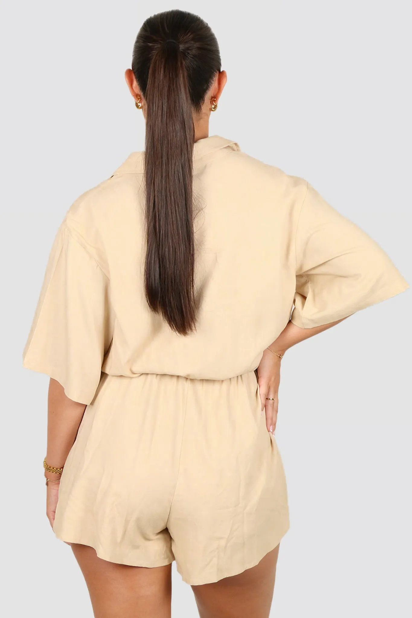 ZEPHYR LINEN PLAYSUIT NEUTRAL sold by FAYT The Label product image thumbnail 4