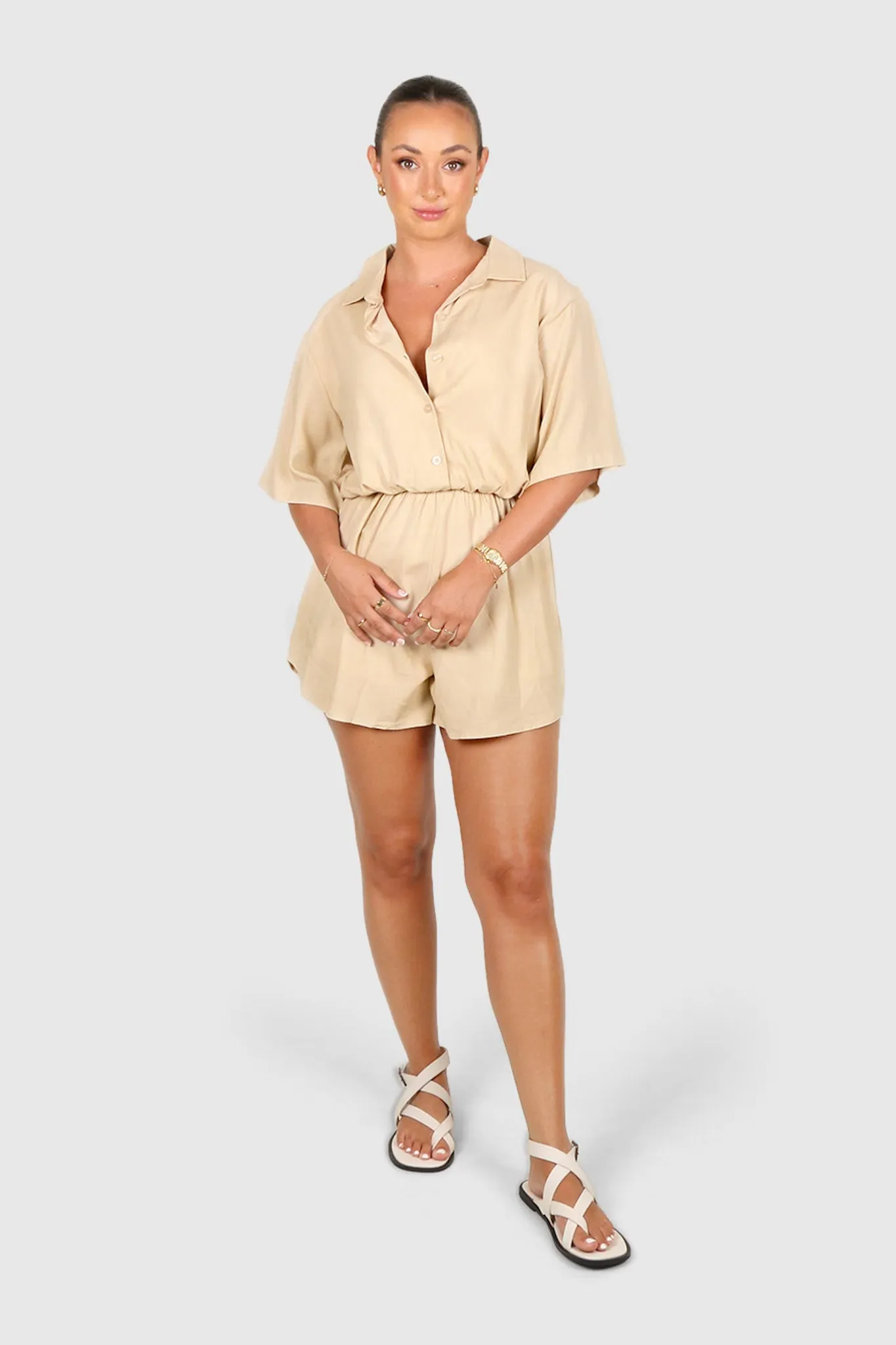 ZEPHYR LINEN PLAYSUIT NEUTRAL sold by FAYT The Label product image thumbnail 2