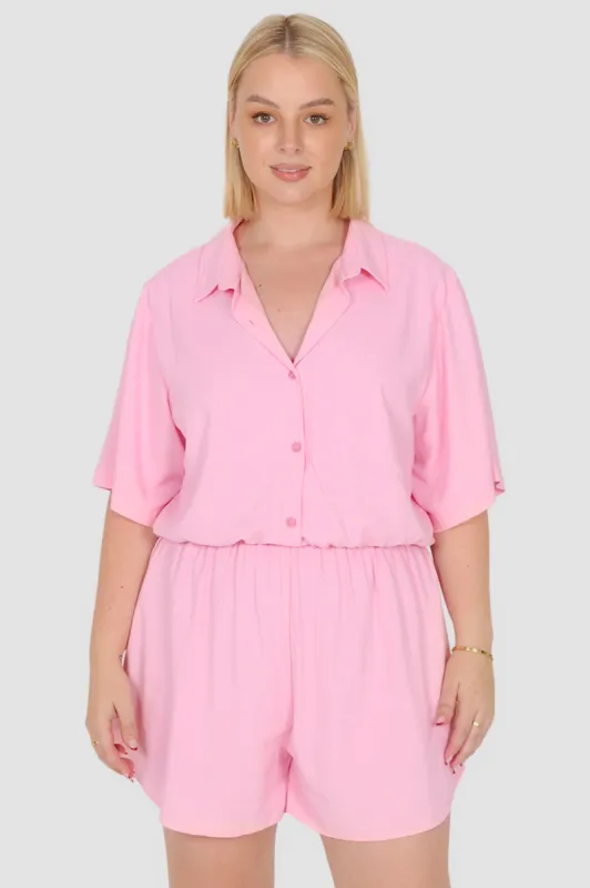 ZEPHYR LINEN PLAYSUIT PINK sold by FAYT The Label