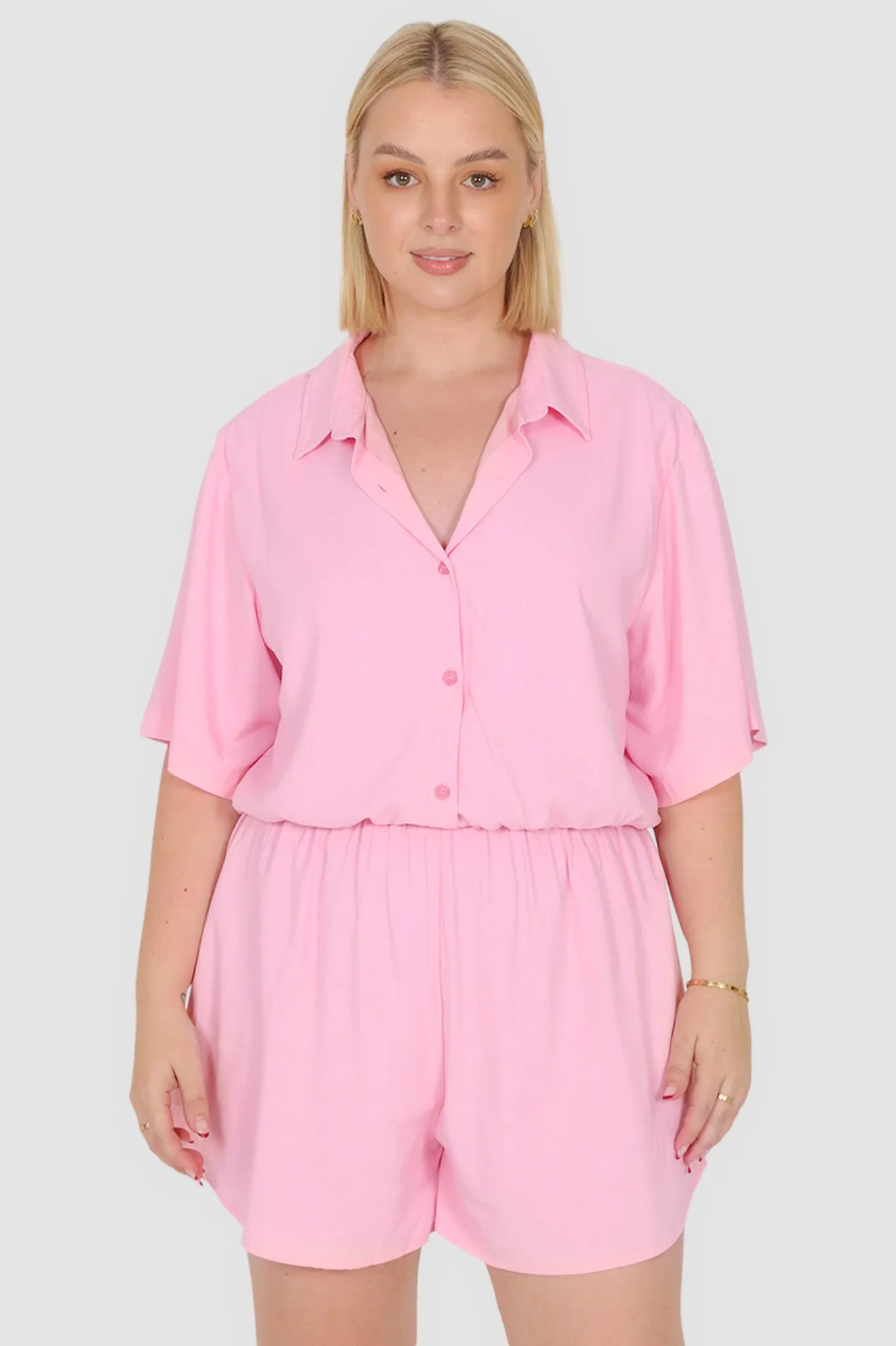 ZEPHYR LINEN PLAYSUIT PINK sold by FAYT The Label