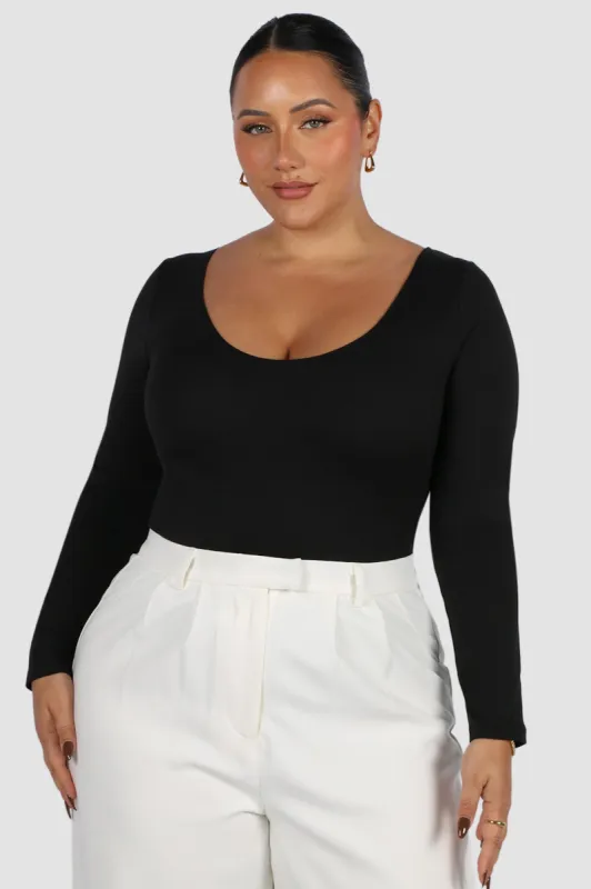 SCOOP NECK BODYSUIT BLACK sold by FAYT The Label