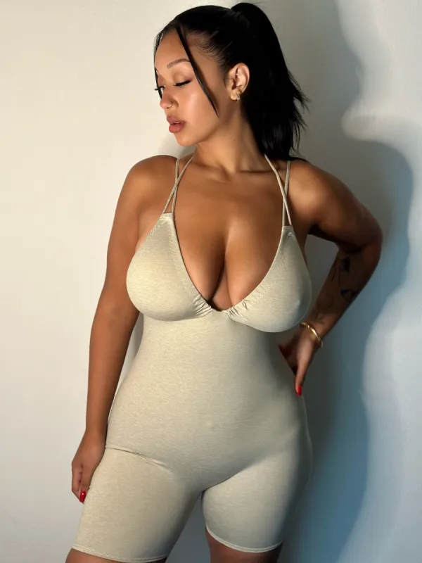 Beige Butter Romper made by Vanusian Swim