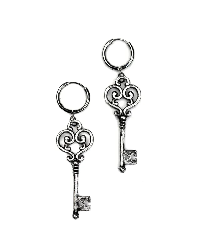 The Hidden Key Earrings made by Blackwood Castle