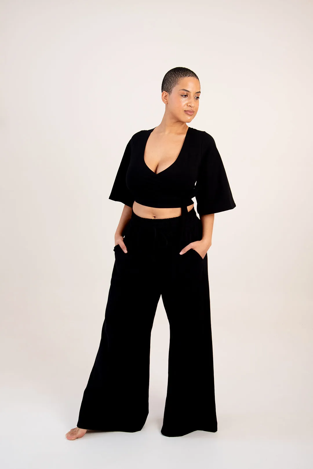 Wide sleeve ballet wrap top In Black sold by Manners London product image thumbnail 2