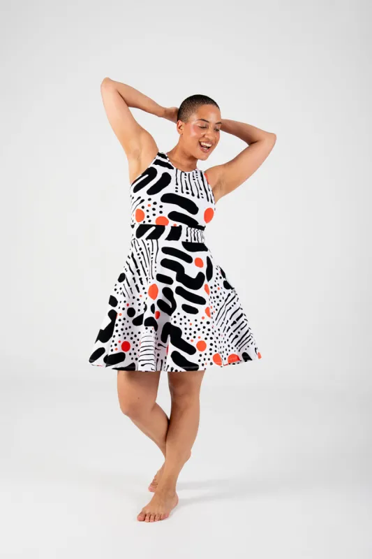 Jola Mini Dress Iza Neck in Cuppa sold by Manners London