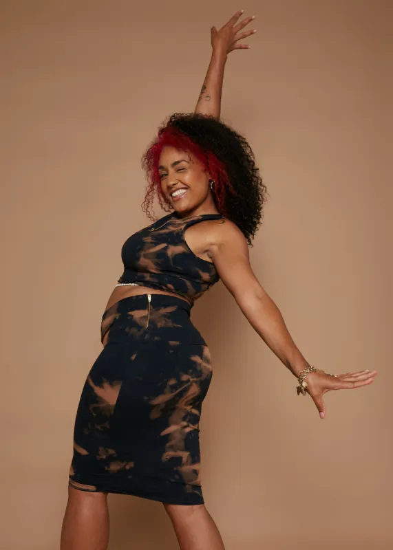 Favell Pencil Skirt In Acid Wash sold by Manners London