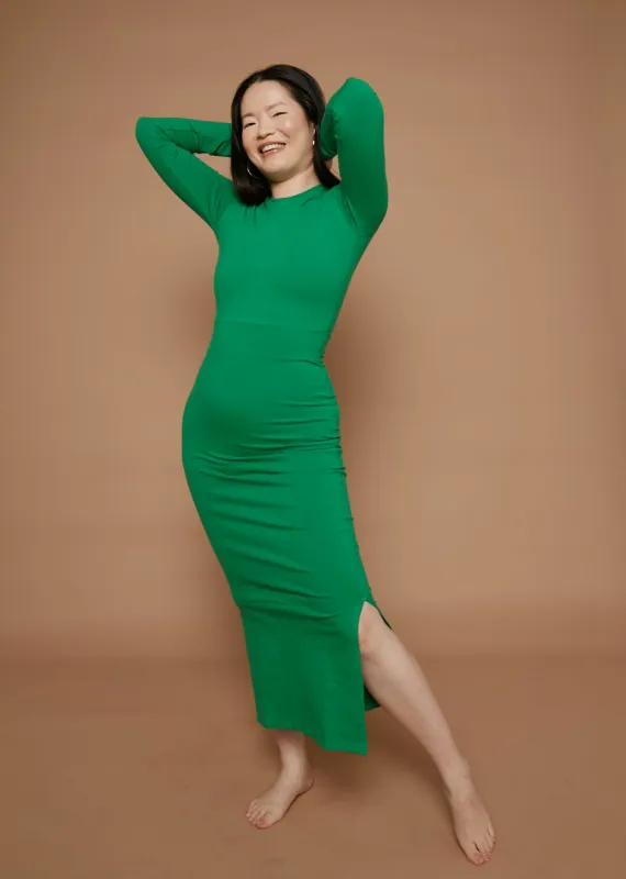Leki Midi Dress in  Grass Green sold by Manners London