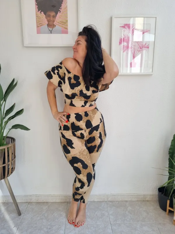 Super High Waisted Tib Pant in New Leopard sold by Manners London