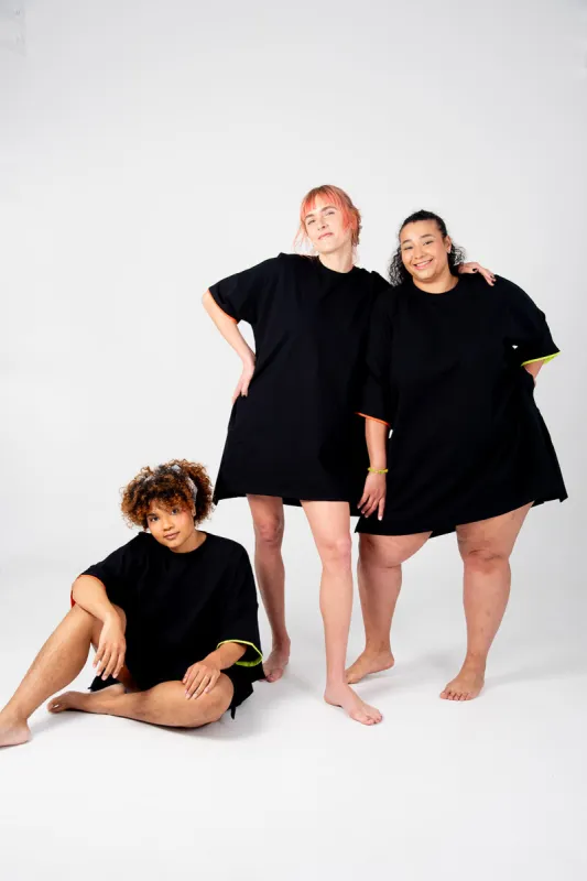 Oversized T-Shirt Mini Dress in Black Flame and Lime sold by Manners London