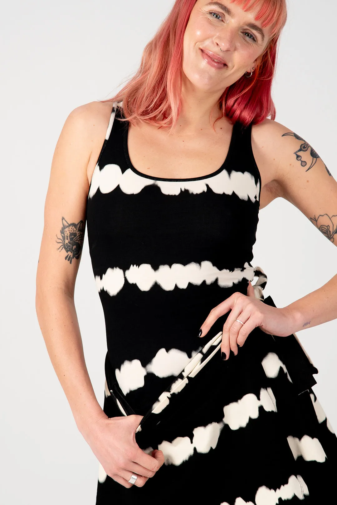 Shinni Neck Full Length Tank Top In Blot Black sold by Manners London product image thumbnail 3