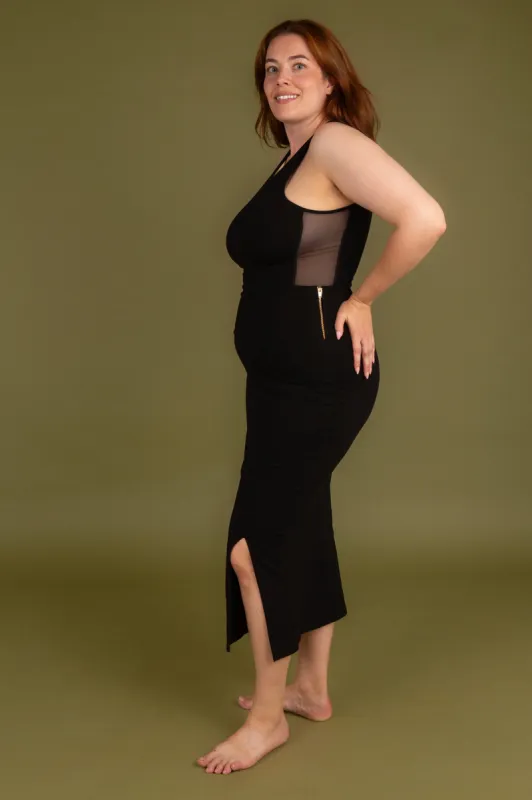 Split Midi Skirt in Black sold by Manners London