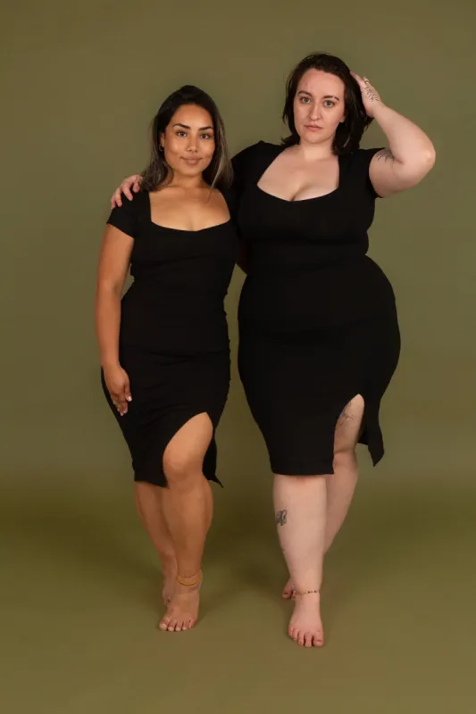 Split Midi Skirt Petite in Black sold by Manners London