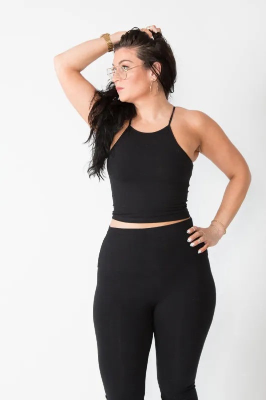 EKA Racer Crop Top in Black sold by Manners London