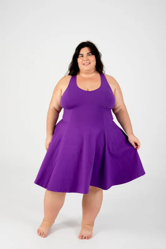 Asri Cross Back Mini Dress In T.Purple sold by Manners London