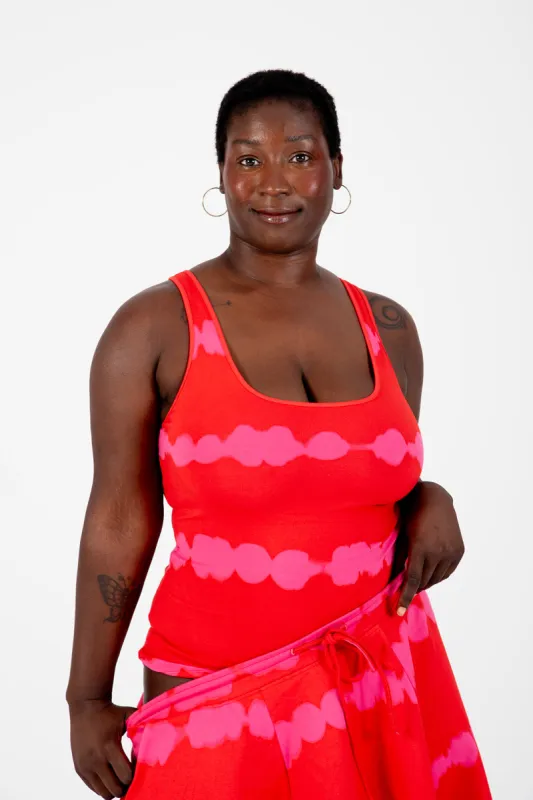 Shinni Neck Full Length Tank Top In Blot Red sold by Manners London