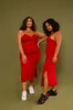 Saffi Midi Dress in Pomegranate Red sold by Manners London