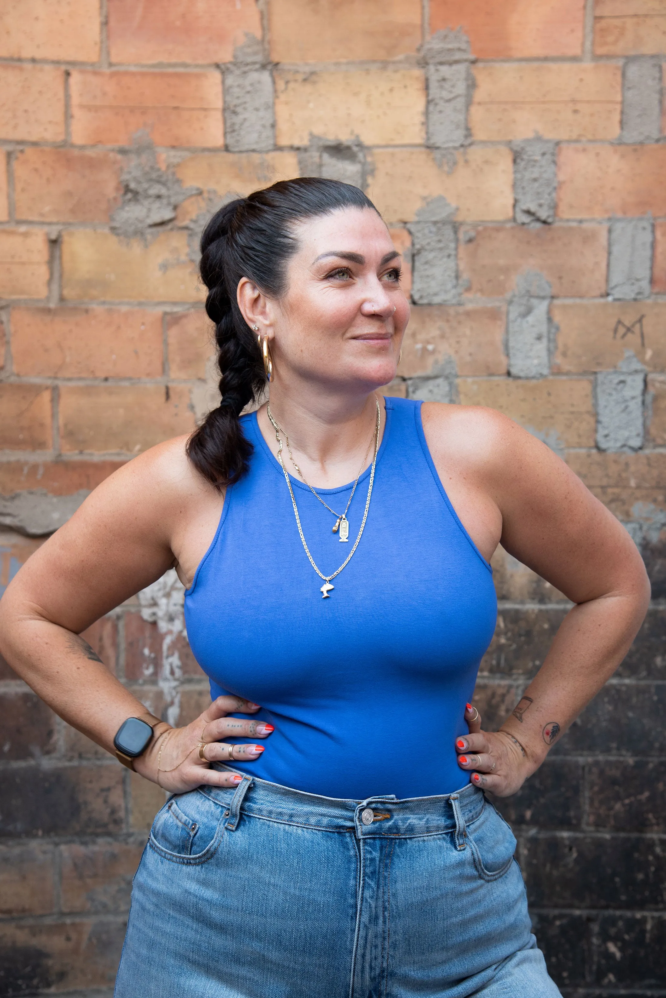 Iza Full Length Vest Top in Forgetmenot sold by Manners London product image thumbnail 4