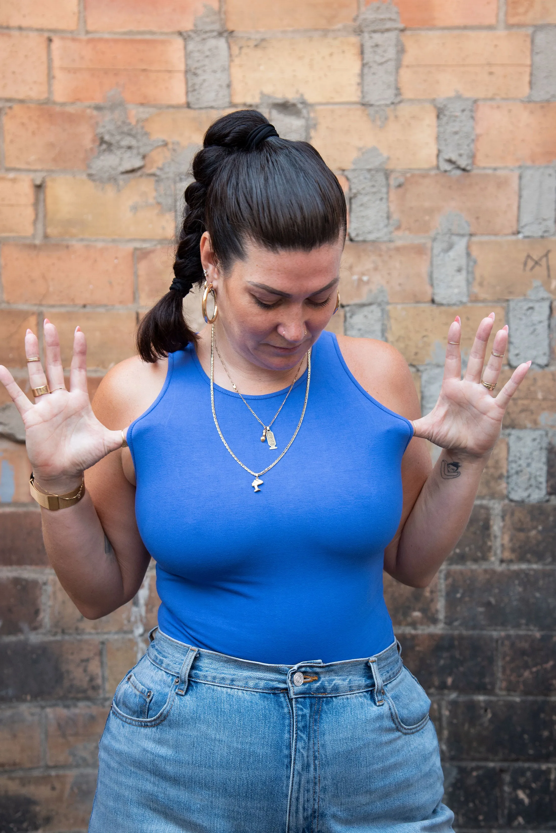 Iza Full Length Vest Top in Forgetmenot sold by Manners London product image thumbnail 3