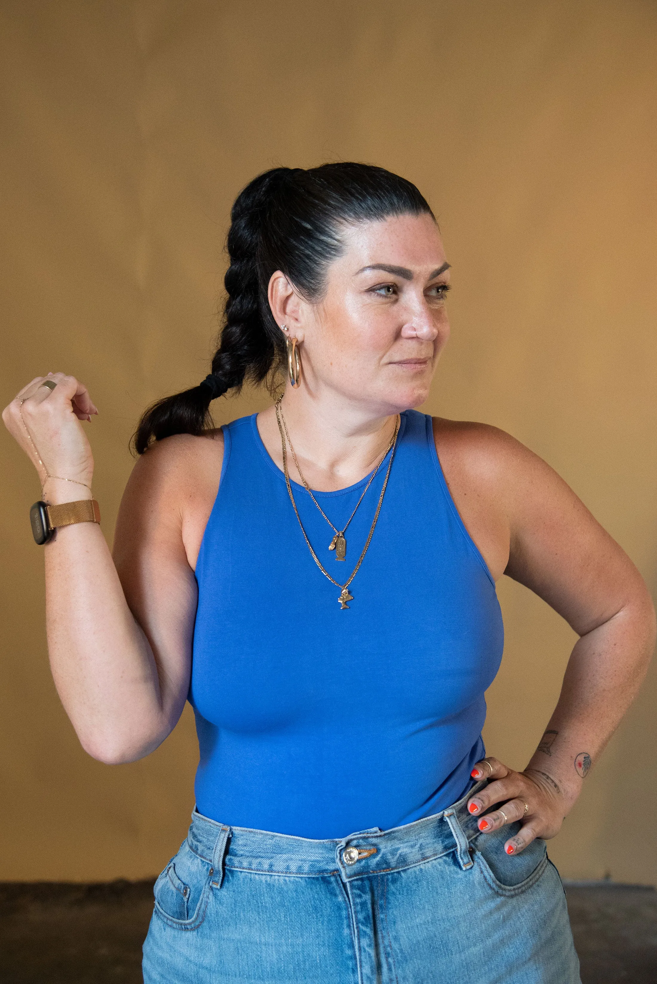 Iza Full Length Vest Top in Forgetmenot sold by Manners London