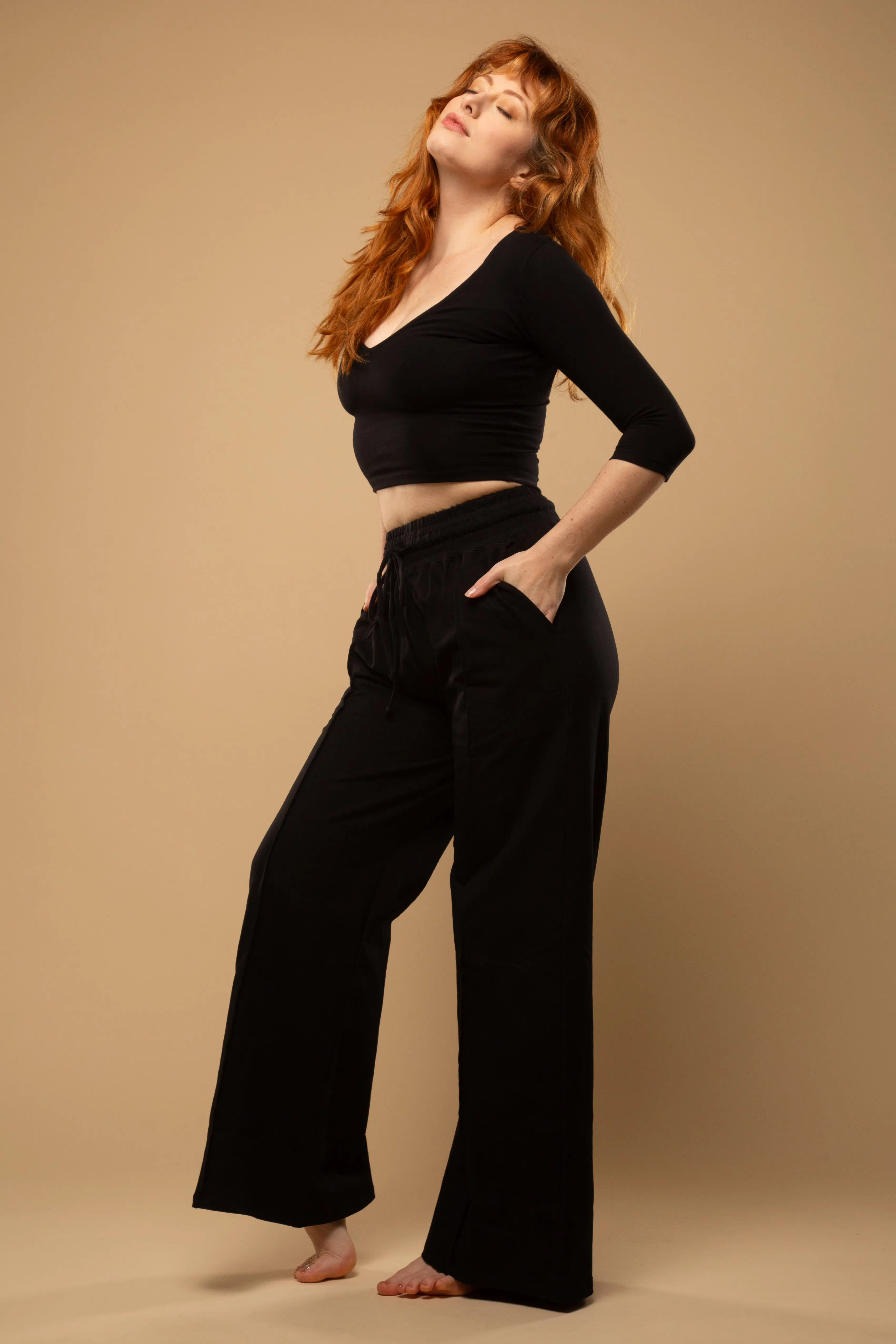 Trackie Trousers Wide Leg Regular in Black sold by Manners London