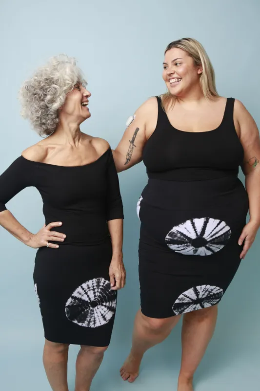 Favell Pencil Skirt In Shibori sold by Manners London