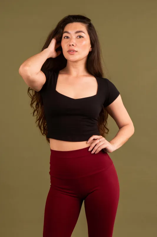 Sweetheart Crop Top in Black sold by Manners London