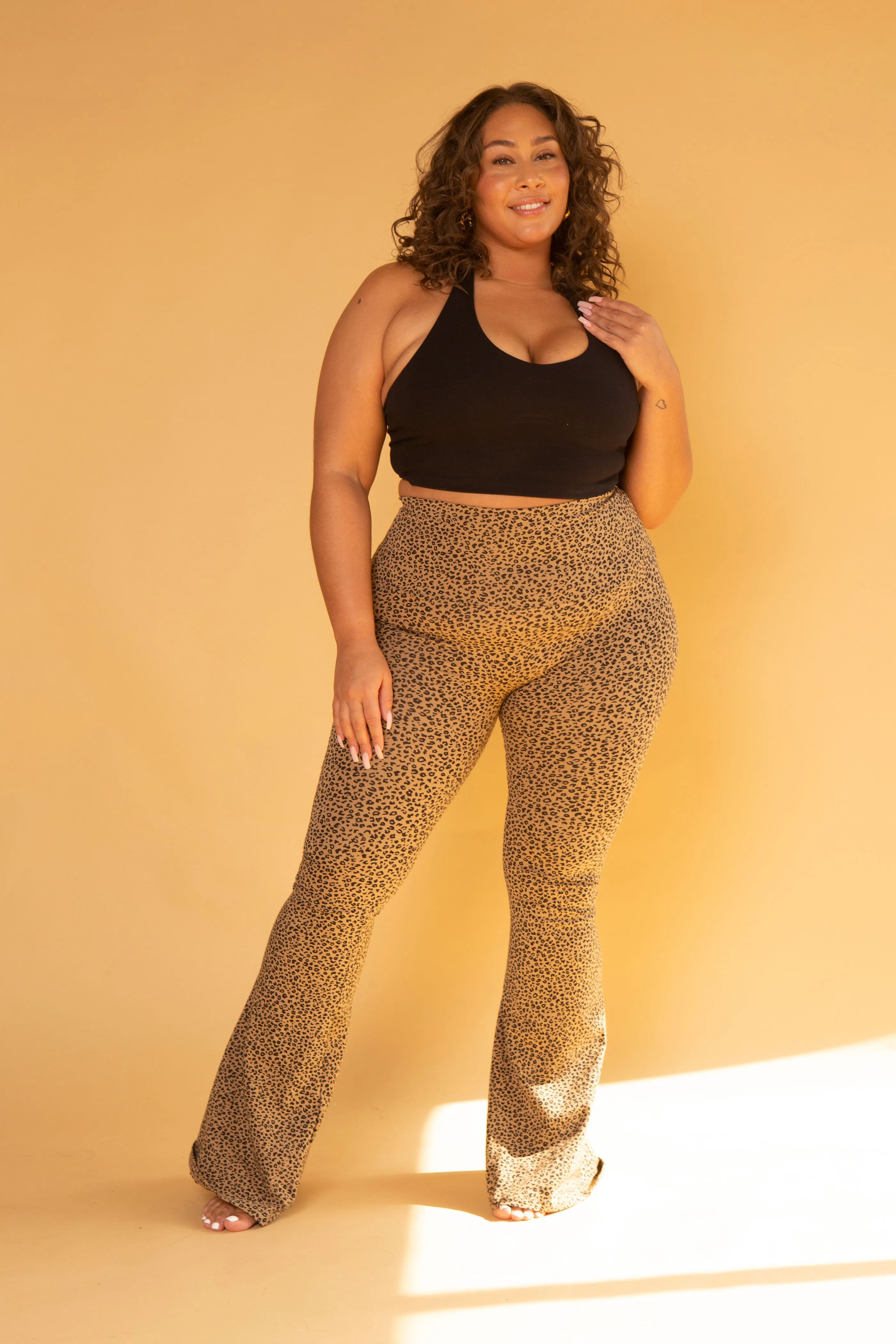 Faiza Flare Trousers in Classic Leopard sold by Manners London product image thumbnail 2