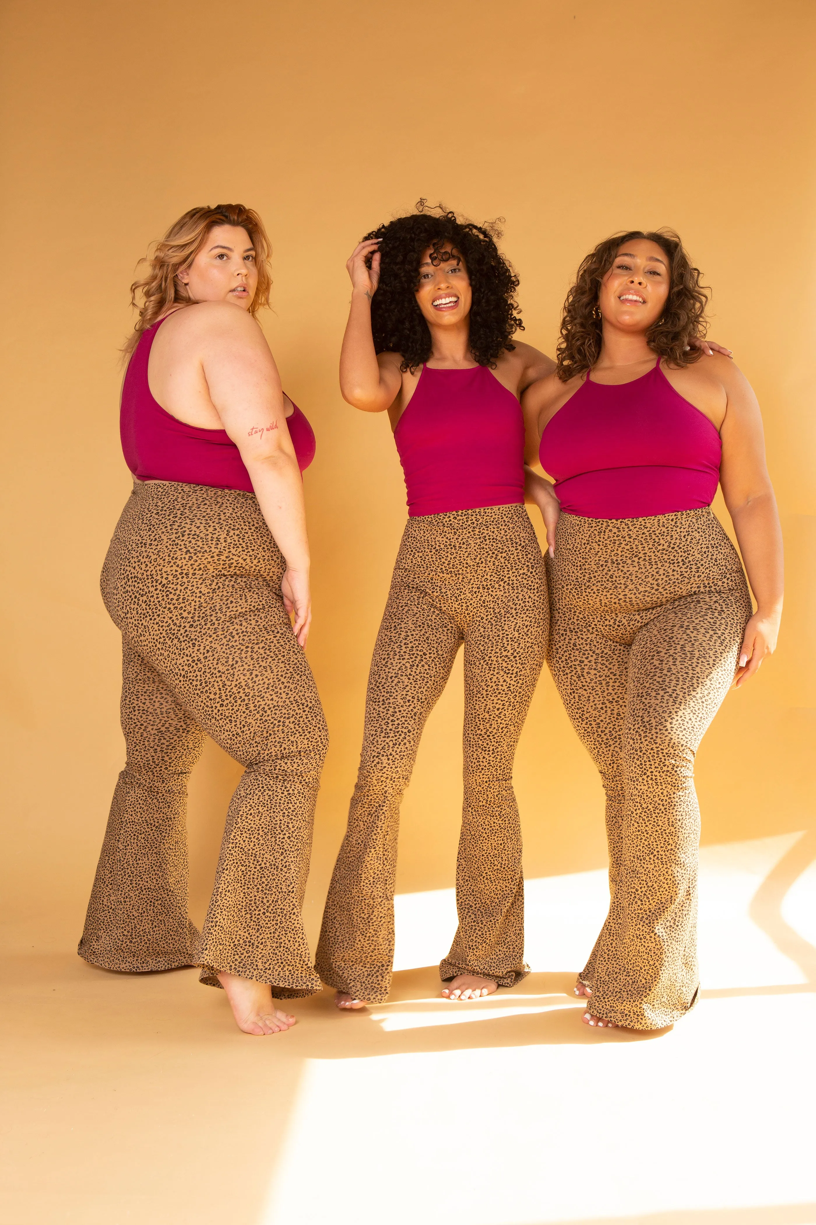 Faiza Flare Trousers in Classic Leopard sold by Manners London