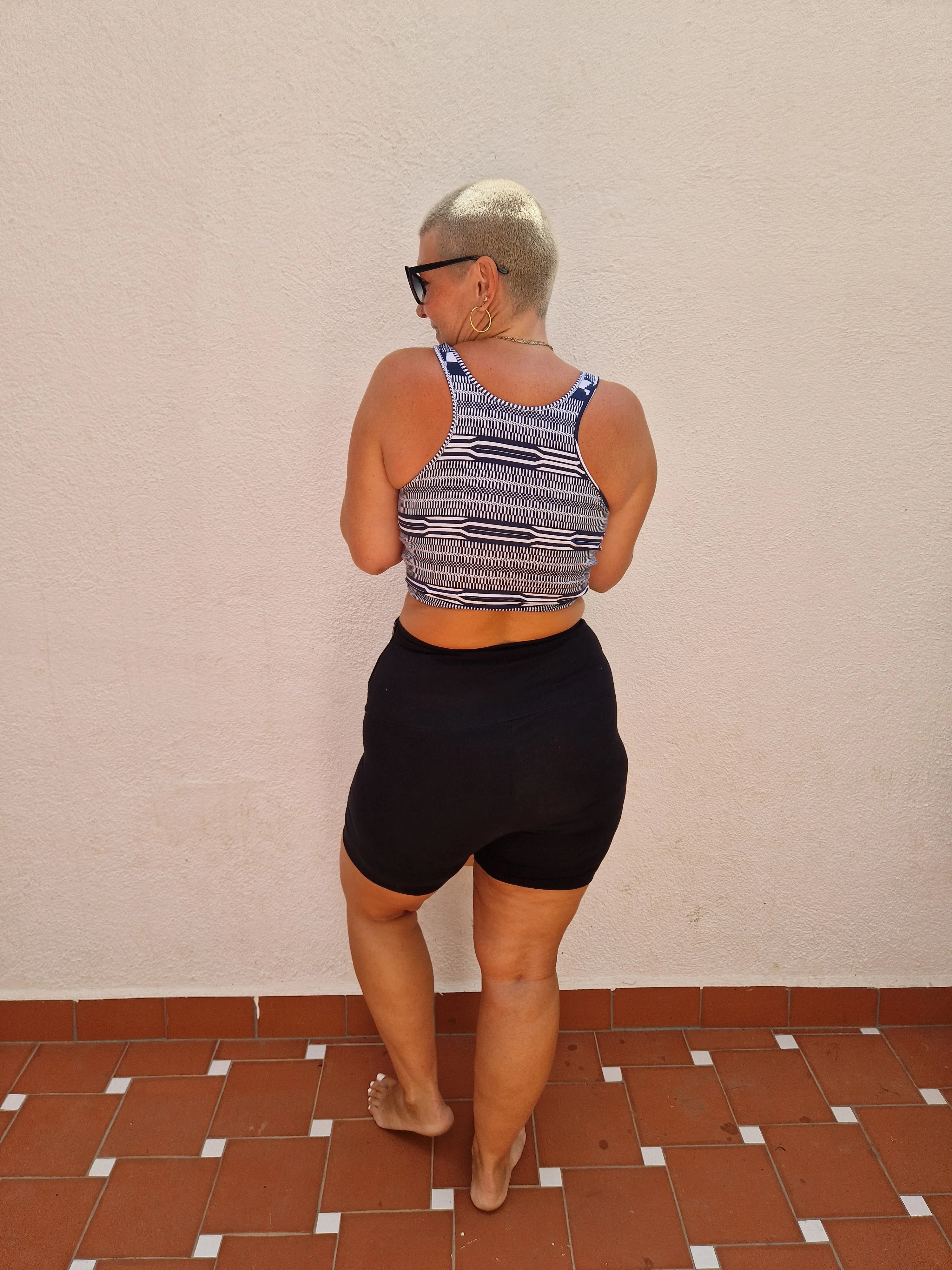 Shinni Neck Crop Tank Top in Choki Navy sold by Manners London product image thumbnail 2