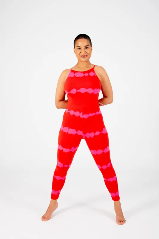 Santai Jumpsuit Tall in Blot Red sold by Manners London