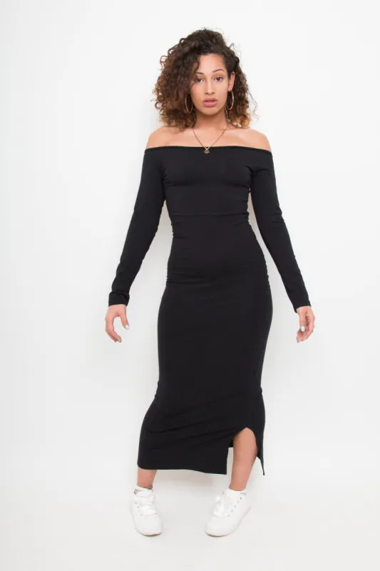 Baza Midi Dress in Black sold by Manners London