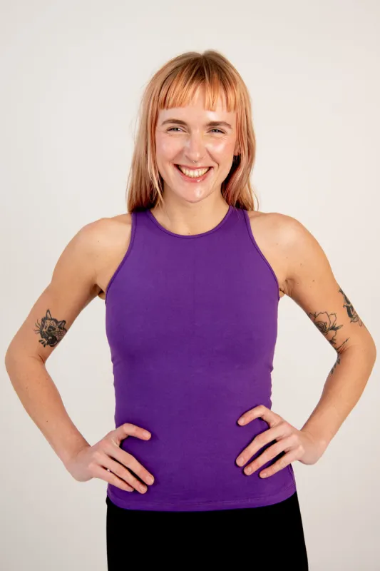 Iza Full Length Vest Top In T. Purple sold by Manners London