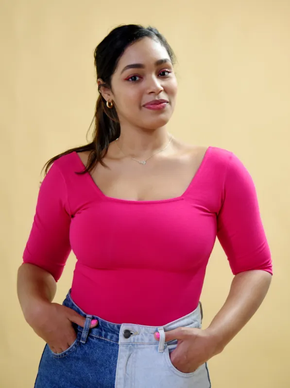 Dragons Den Bodysuit in Fuchsia sold by Manners London