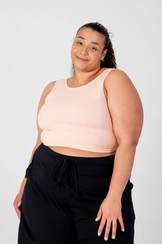 Reversible V-Neck Sleeveless Crop Top In Peach Dust sold by Manners London