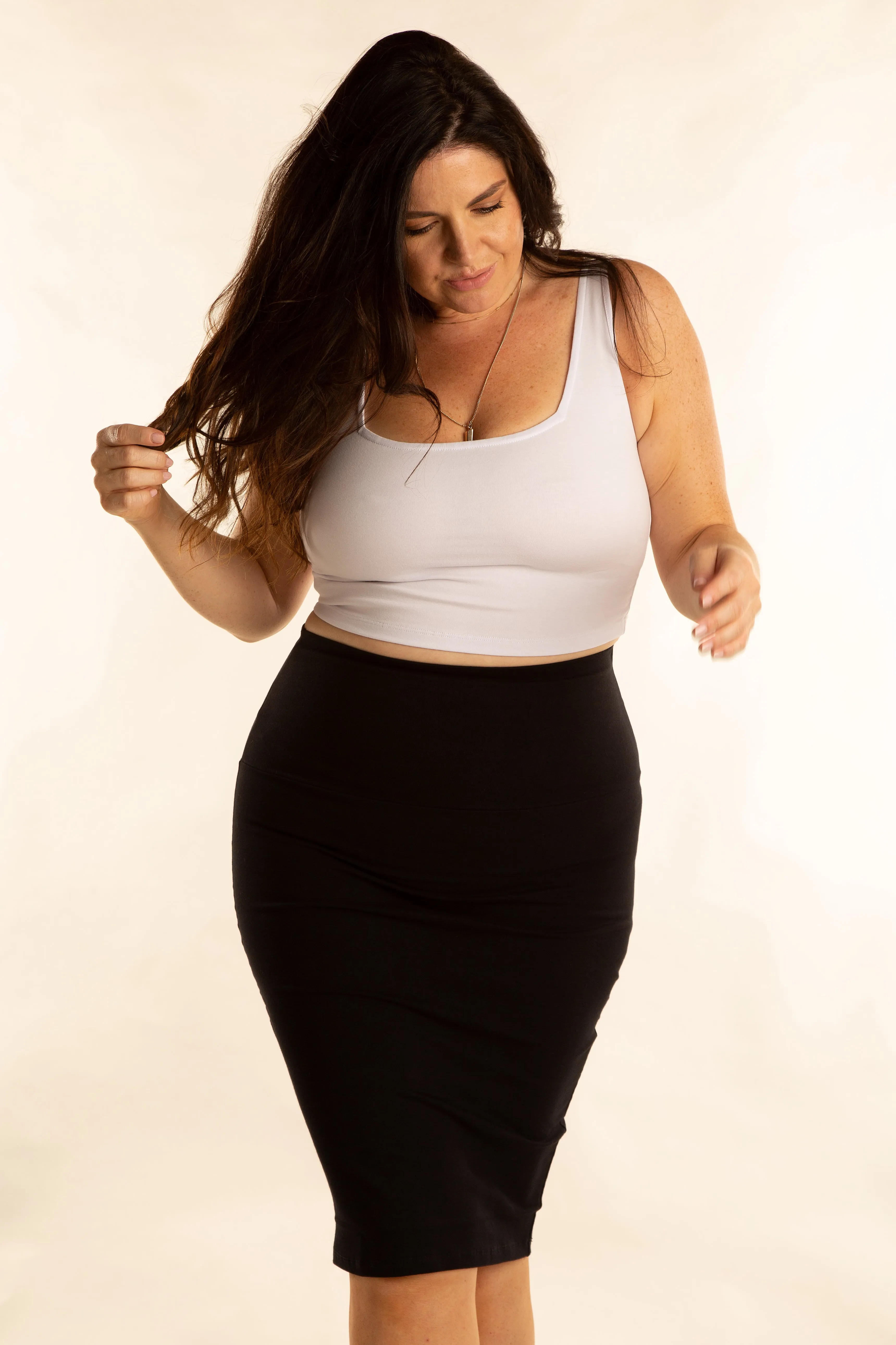 Square Neck Crop Vest in White sold by Manners London product image thumbnail 2