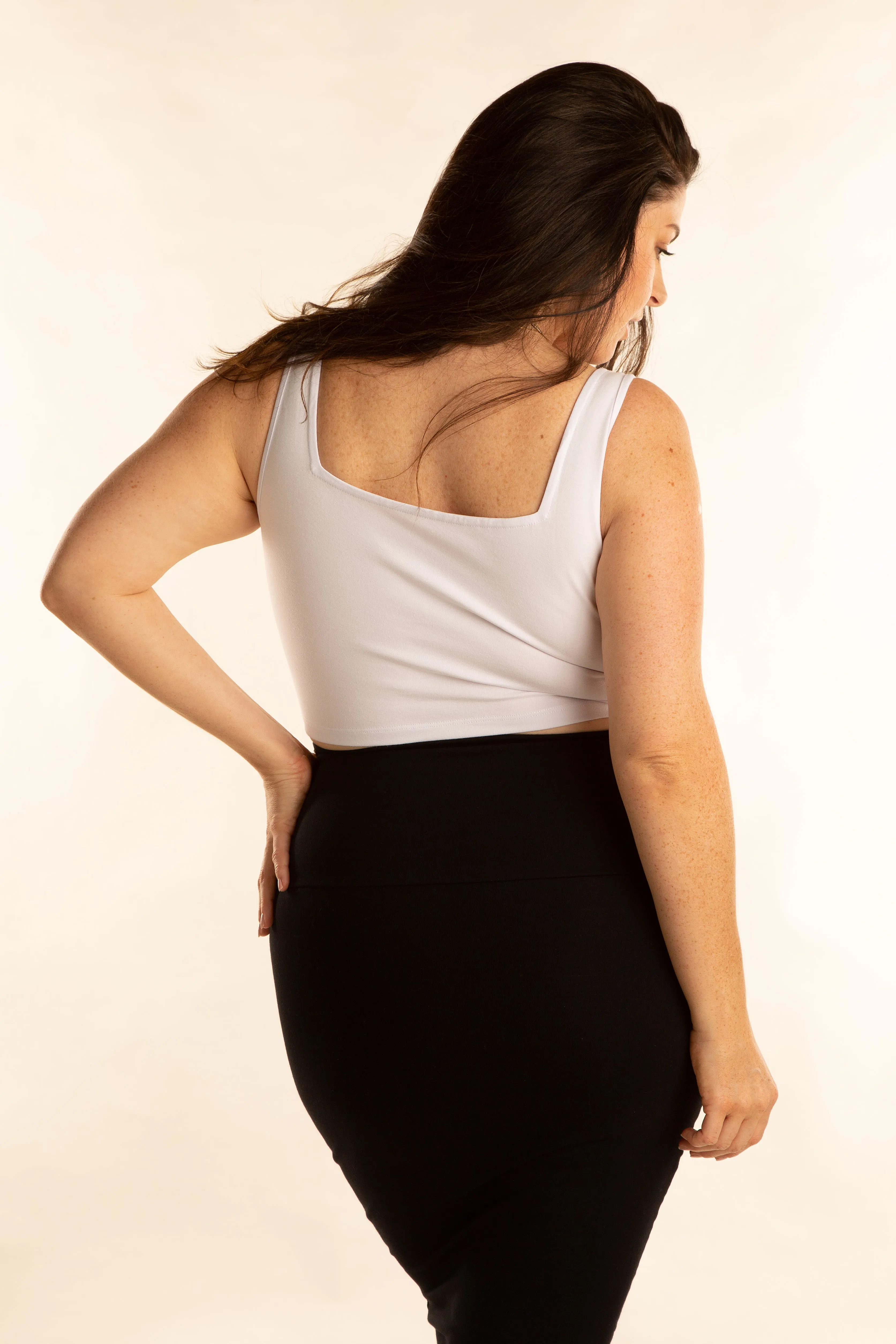 Square Neck Crop Vest in White sold by Manners London product image thumbnail 3