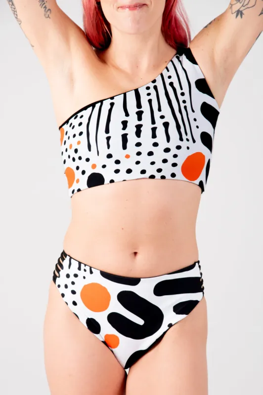 Cheeky Reversible High Waist Regular In Cuppa Print and Black sold by Manners London