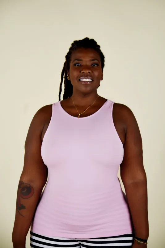 Iza Full Length Vest Top in Pastel Pink sold by Manners London