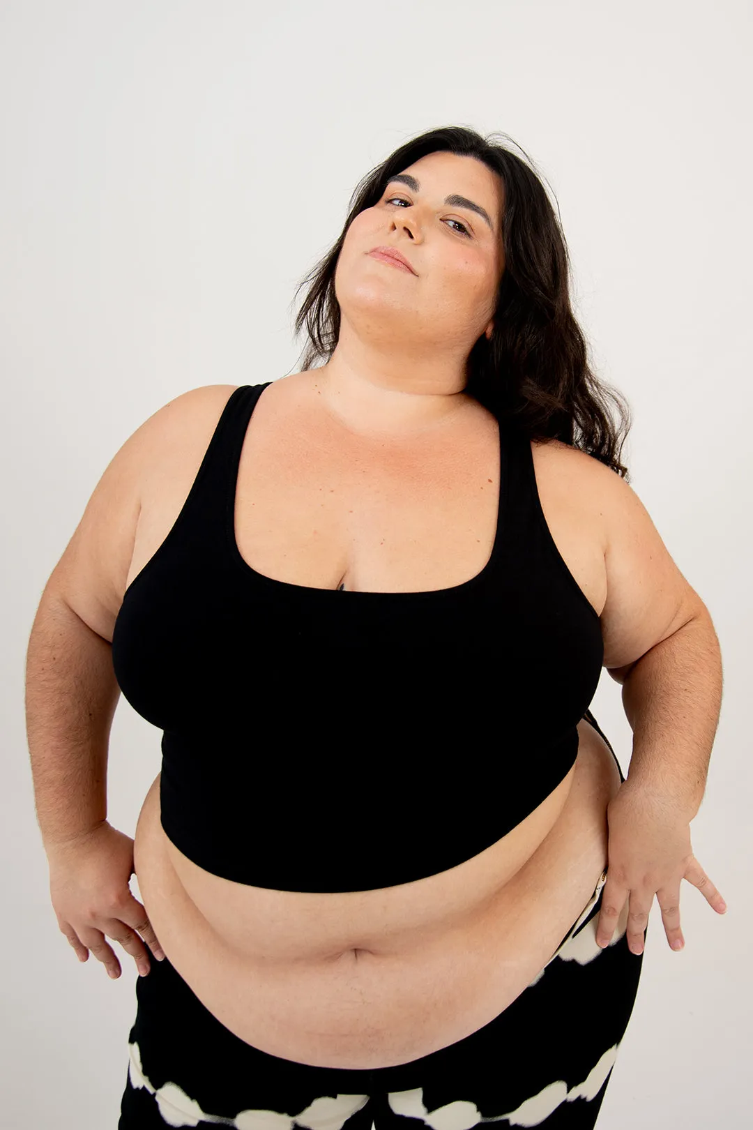 Shinni Neck Crop Tank Top In Black sold by Manners London product image thumbnail 4